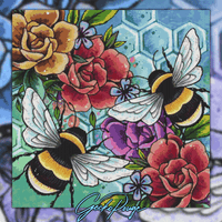 Bee by Lorna Laine - GeckoRouge Modern Cross Stitch Kit