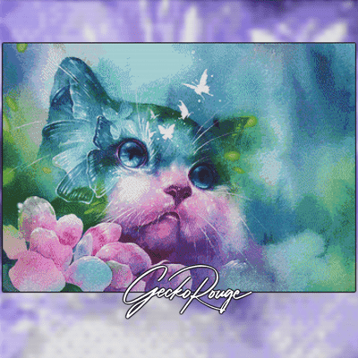 Forest Cat  by Zazac Namoo / Eruda Art Modern Cross Stitch Art Kit