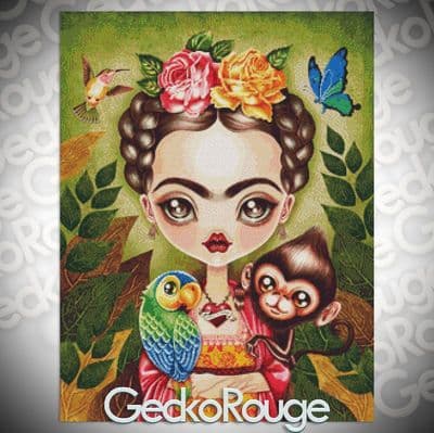 Frida Kahlo by Sandra Vargas Modern Cross Stitch Art Kit
