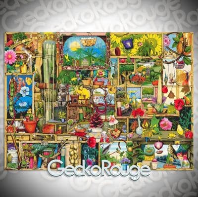 Garden Cupboard by Colin Thompson Modern Cross Stitch Art Kit - Extra Large Kit