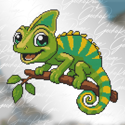 Georgie The Chameleon by Swirlies World Modern Cross Stitch Art Kit