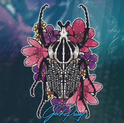 Goliath Beetle by Lorna Laine Modern Cross Stitch Art Kit (FREE NEEDLE MINDER OFFER))