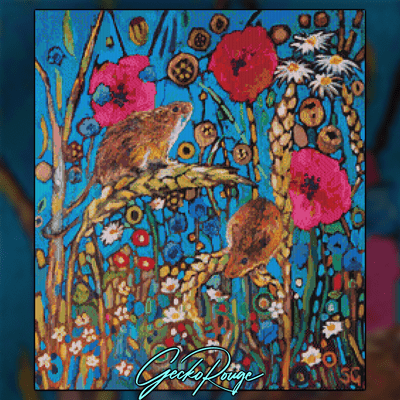 Harvest Mice by Sue Gardner Modern  Cross Stitch Art Kit