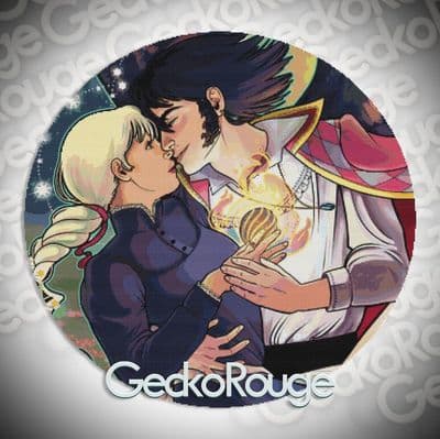 Howl & Sophie (Crop) by Dailen Ogden Illustration Modern Cross Stitch Art Kit