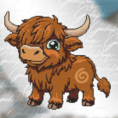 James The Highland Cow by Swirlies World Modern Cross Stitch Art Kit