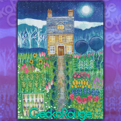 Jewel Garden Cottage by Kate Brazier Modern Cross Stitch Art Kit
