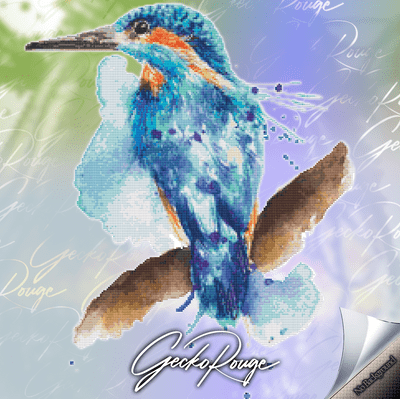 Kingfisher by Splatter Works Art Modern Cross Stitch Art Kit