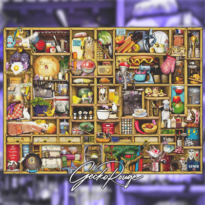 Kitchen Cupboard by Colin Thompson  Modern Cross Stitch  Art Kit - Extra Large Kit