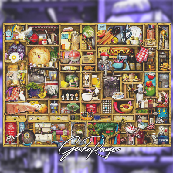 Kitchen Cupboard by Colin Thompson  Modern Cross Stitch  Art Kit - Extra Large Kit