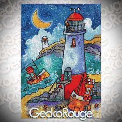 Lighthouse Night  by Dorian Spencer Davies Art Modern Cross Stitch Art Kit
