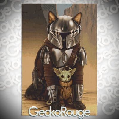 Meowndalorian by J Parks Modern Cross Stitch Art Kit