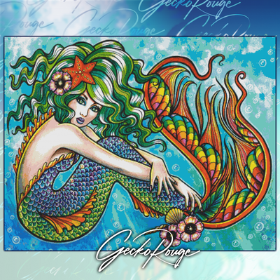Mermaid by Carissa Rose Art Modern Cross Stitch Kit