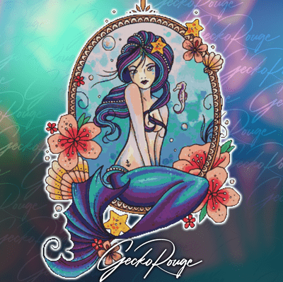Mermaid by Lorna Laine Modern Cross Stitch Art Kit (FREE Needle Minder)