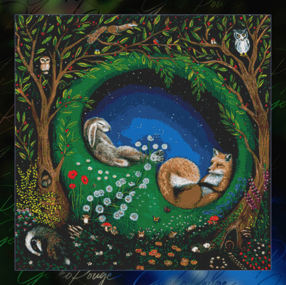 Midsummer Night's Dream by River Peacock Modern Cross Stitch Art Kit
