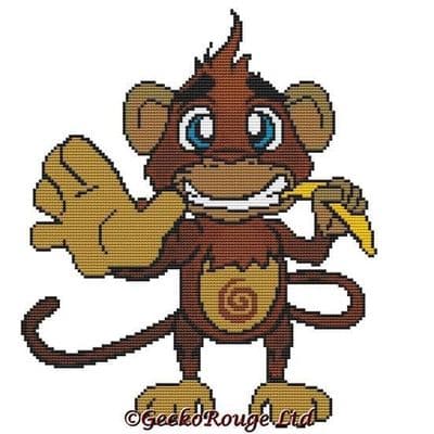 Monkey, Alex by Swirlies World  Modern Cross Stitch Art Kit