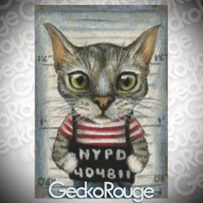 Mugshot of a Felon Cat by Tanya Bond Modern Cross Stitch Art Kit