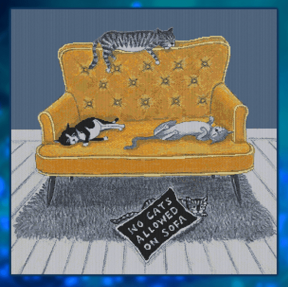 No Cats Allowed by Lisa Davies- GeckoRouge Modern Cross Stitch Kit