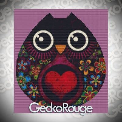 Owls Hatch by Sandra Vargas Modern Cross Stitch  Art Kit