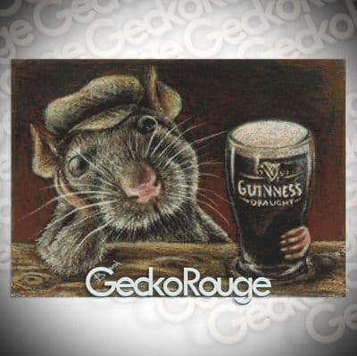Paddy the Rat Drinking Guinness in a Quiet Pub by Tanya Bond Modern Cross Stitch Art Kit