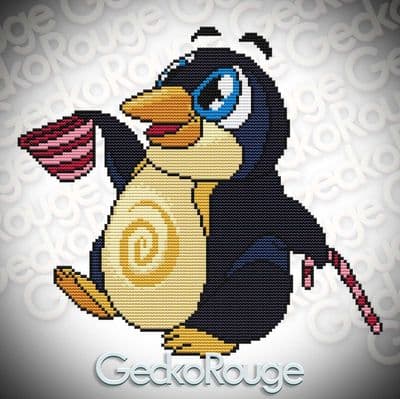 Penguin, Emilio 'Dapper Tapper' Christmas by Swirlies World Modern Cross Stitch Art Kit