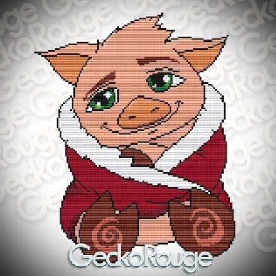 Pig, Bella 'Pig in Blanket' Christmas by Swirlies World  Modern Cross Stitch Art Kit