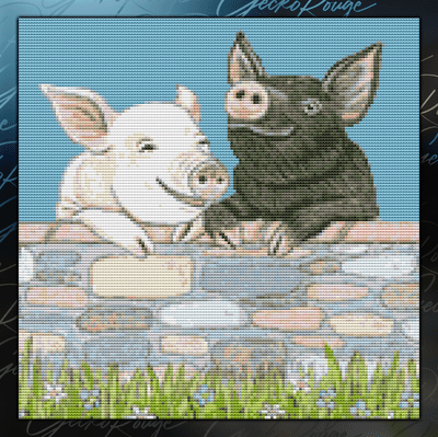 Pigs No.1 by Lisa Davies Cross Stitch Kit