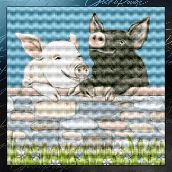 Pigs No.1 by Lisa Davies Cross Stitch Kit