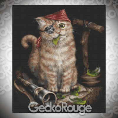 Pirate Kitten by SheBlackDragon Modern  Cross Stitch Art Kit
