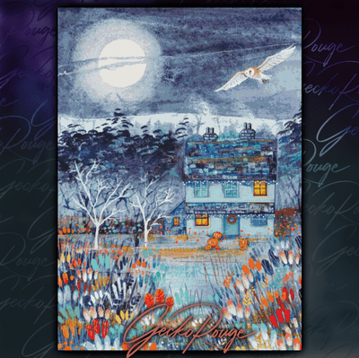 Pumpkin Spice Cottage by Kate Brazier Modern Cross Stitch Art Kit (FREE NEEDLE MINDER)