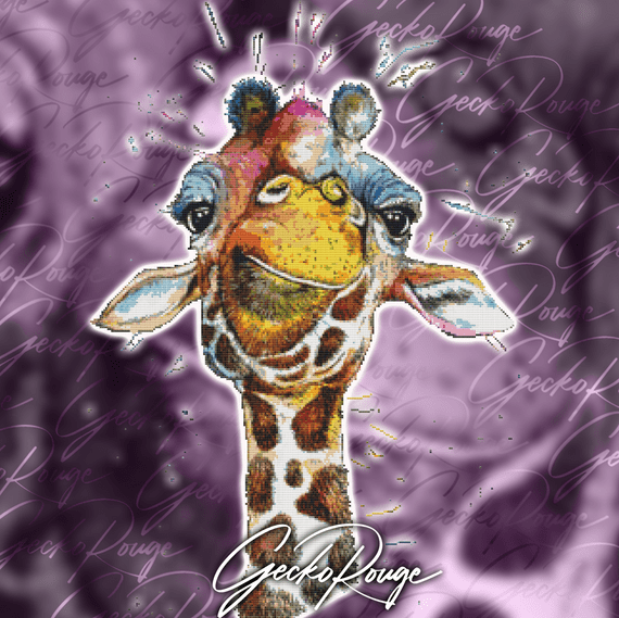 Rainbow Giraffe by Splatter Works Art Modern Cross Stitch Art Kit