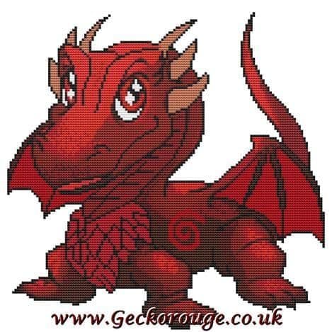 Red Dragon, Luke by Swirlies World Modern Cross Stitch Art Kit