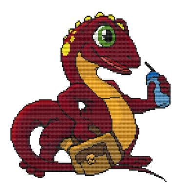 Red Gecko, Gordon by Swirlies World Modern Cross Stitch Art Kit