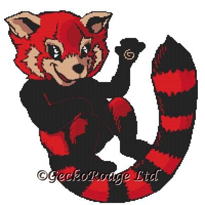 Red Panda, Ninja by Swirlies World Modern Cross Stitch Art Kit