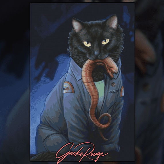 Ripley Cat by J Parks Modern Cross Stitch Art Kit