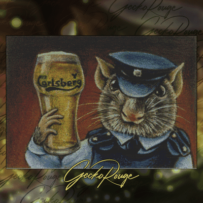 Ronan The Guard Drinking Carlsberg by Tanya Bond Modern Cross Stitch Kit