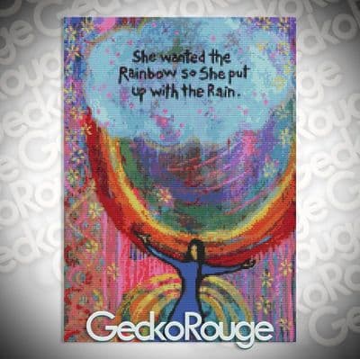She Wanted The Rainbow So She Put Up With The Rain 2 by Lindy Gaskill Modern Cross Stitch Art Kit