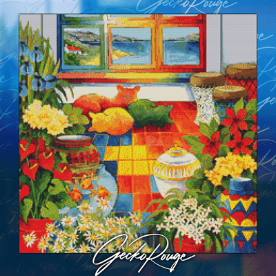 Sleeping Cats by Jo-Anne Yelen Modern Cross Stitch Art Kit