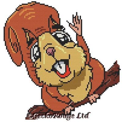Squirrel  by Swirlies World Modern  Cross Stitch Art Kit