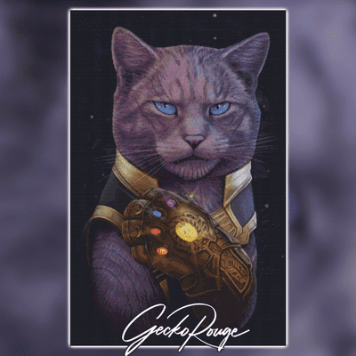 Thanos Cat by J Parks Modern Cross Stitch Art Kit