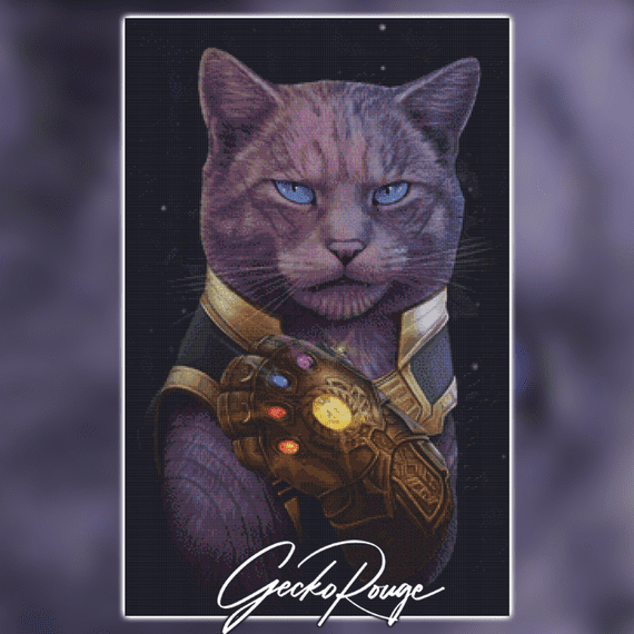 Thanos Cat by J Parks Modern Cross Stitch Art Kit