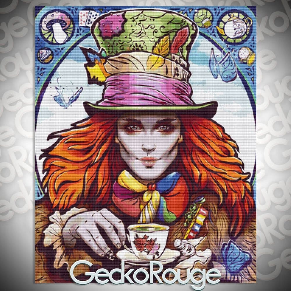 The Mad Hatter by Omri Koresh Modern Cross Stitch Art Kit