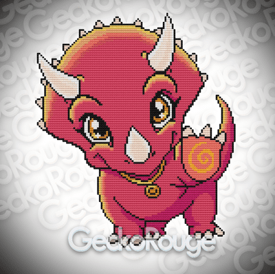 Triceratops, Trixie by Swirlies World Modern Cross Stitch Art Kit