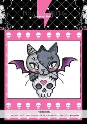 Vamp Kitty by Miss Cherry Martini Modern Cross Stitch Art Kit