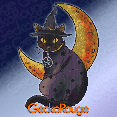 Witchy Cat by TerrorMango for Halloween 2023 Modern Cross Stitch Art Kit (Free Minder included)