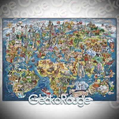 Wonderful World Map Illustration by Maria Rabinky Modern Cross Stitch Art Kit