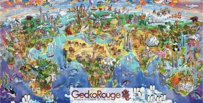 World Wonders Map Illustration by Maria Rabinky Modern Cross Stitch Art Kit