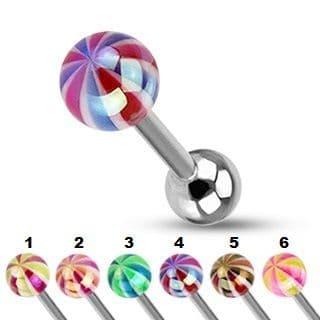 Surgical Steel Barbell / Tongue Bar with Metallic Coating Candy Ball