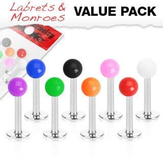 8 Pack of Labret Monroe Lip Bars with UV Balls