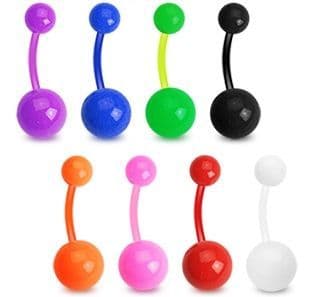 8 Pack of UV Flexible Belly Bar Piercings
