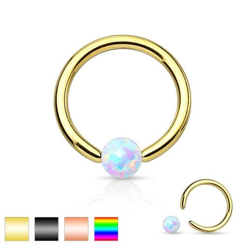 Ball Closure Ring with Opal Gem Ball